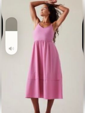 Athleta Elation V-Neck Hybrid Dress Midi Begonia Pink Small Travel